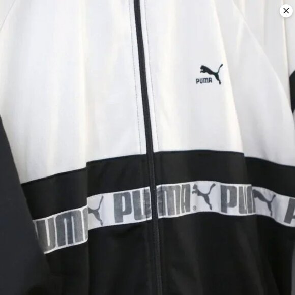 PUMA 90s Track Jacket Black White Mock Neck Running Coat MMQ Windbreaker Classic - Picture 9 of 9